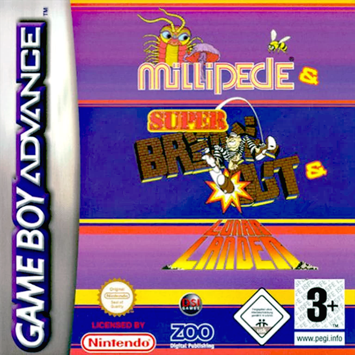 Jaquette de 3 Games in One! : Super Breakout + Millipede + Lunar Lander