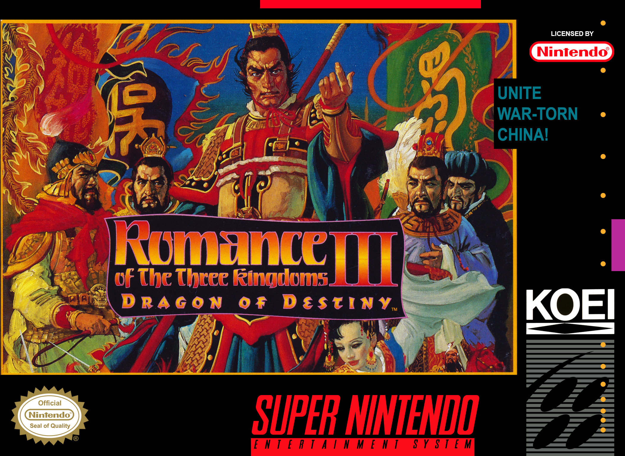 Jaquette de Romance of the Three Kingdoms III: Dragon of Destiny
